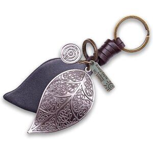 Leaf Key Chain Gifts Women & Men Leather Home Car Door Keys Holder Present
